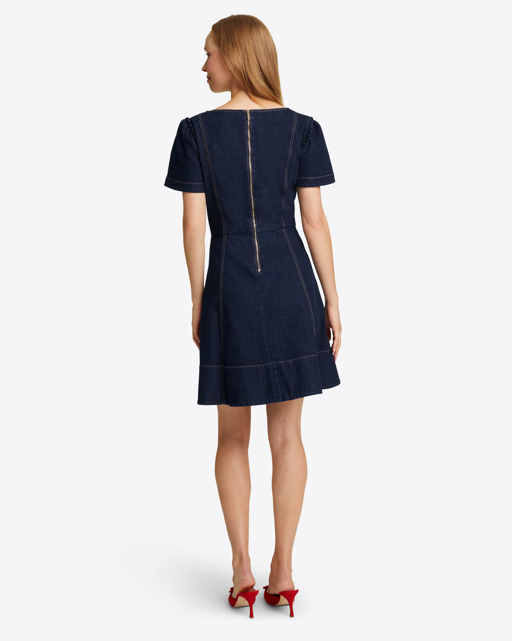 Faith Love Circle Mini Dress in Dark Wash