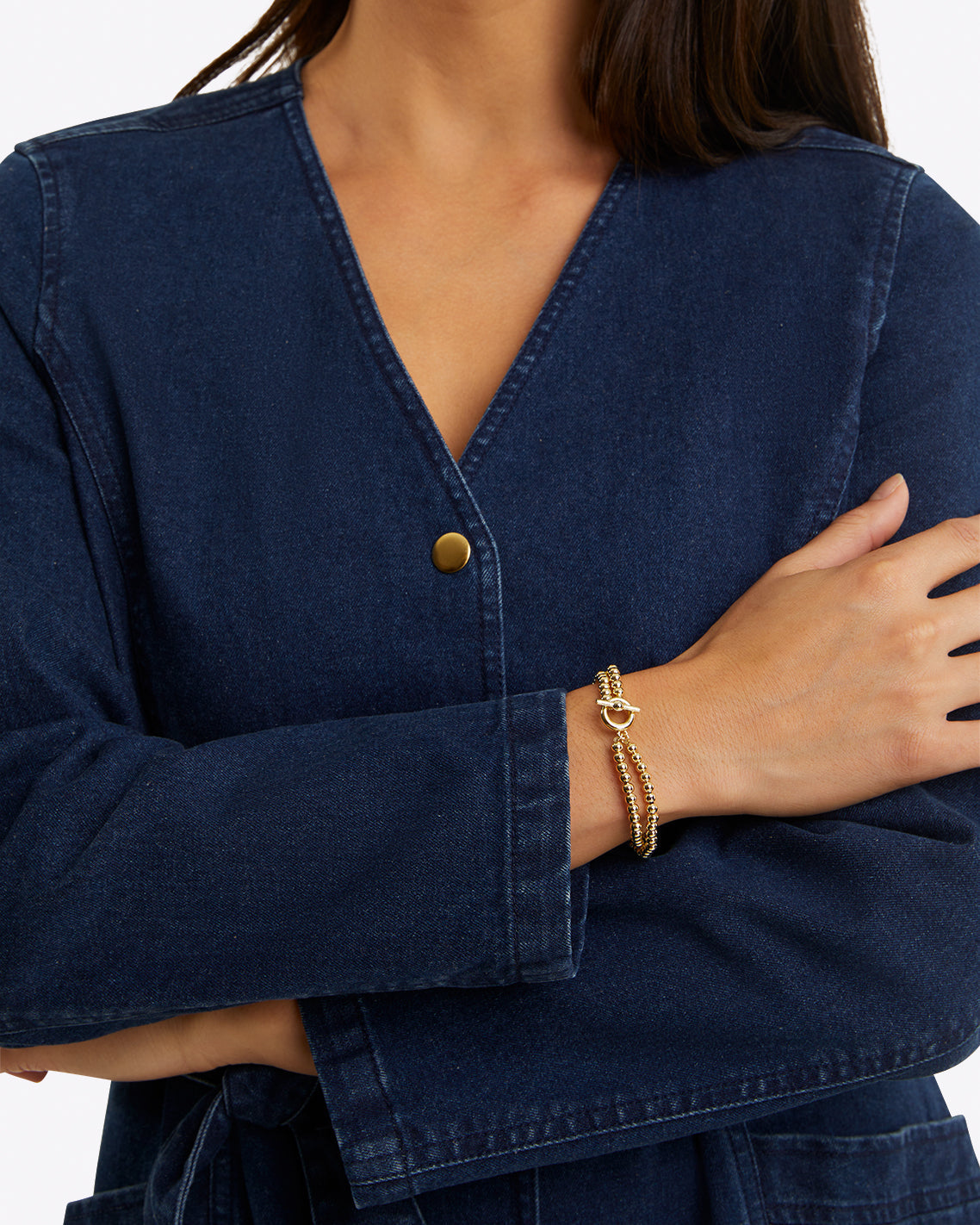 Colbie Snap Front Dress in Denim