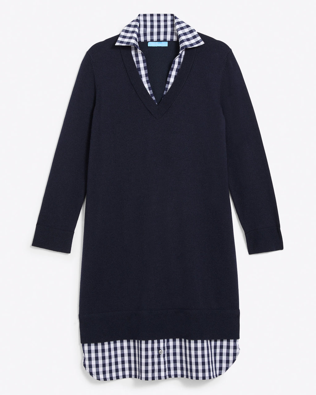 Wool and Cotton Combo Sweaterdress in Navy