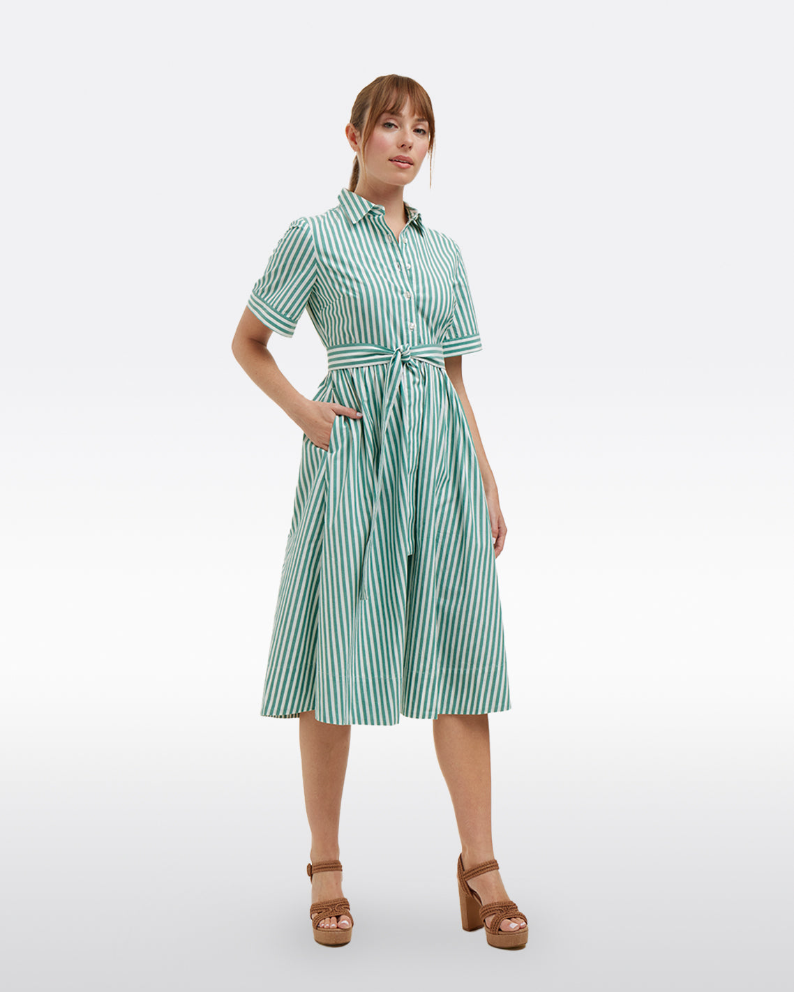 Jordan Green Stripe Midi Dress
