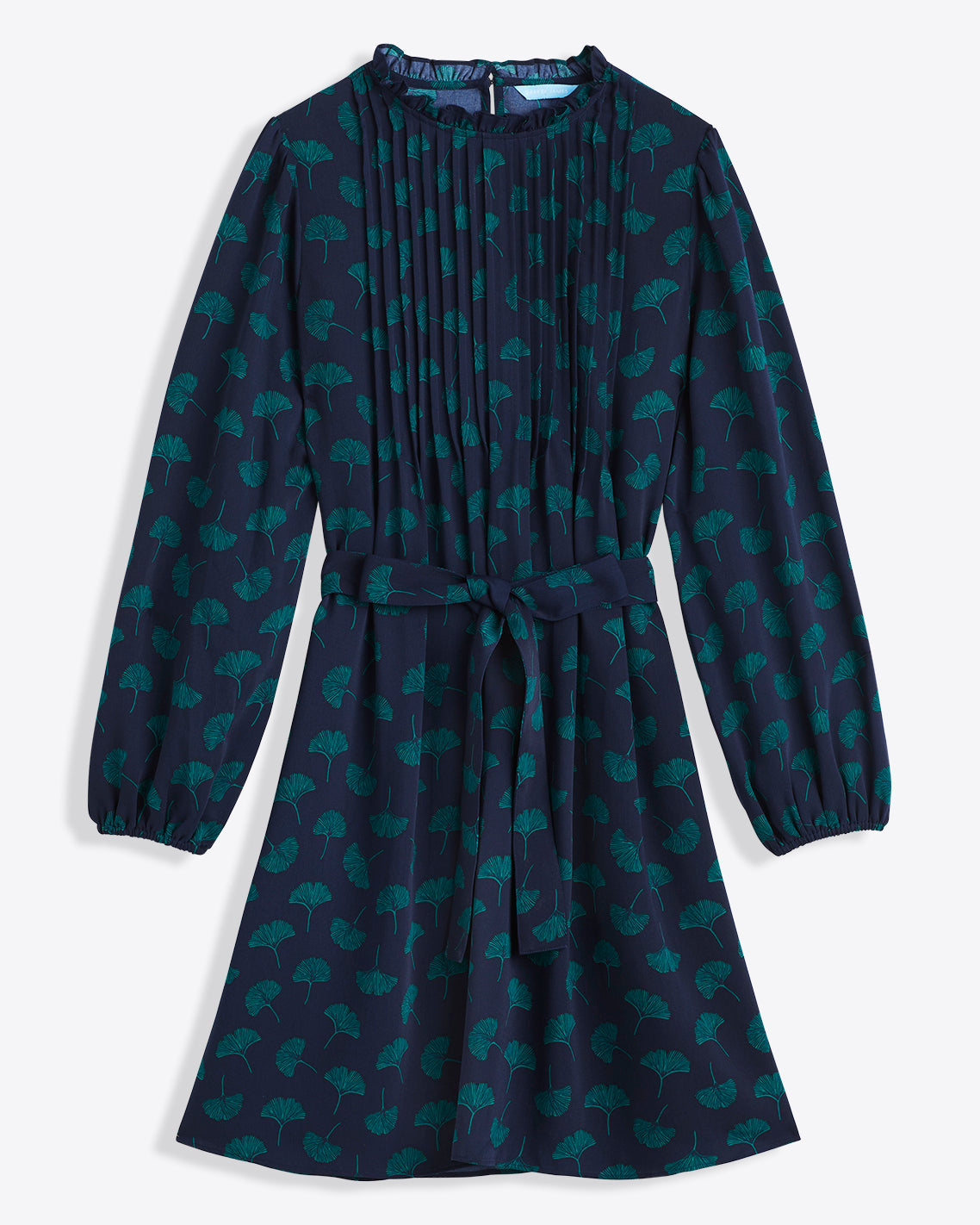 Long Sleeve Belted Dress in Ginko Leaf