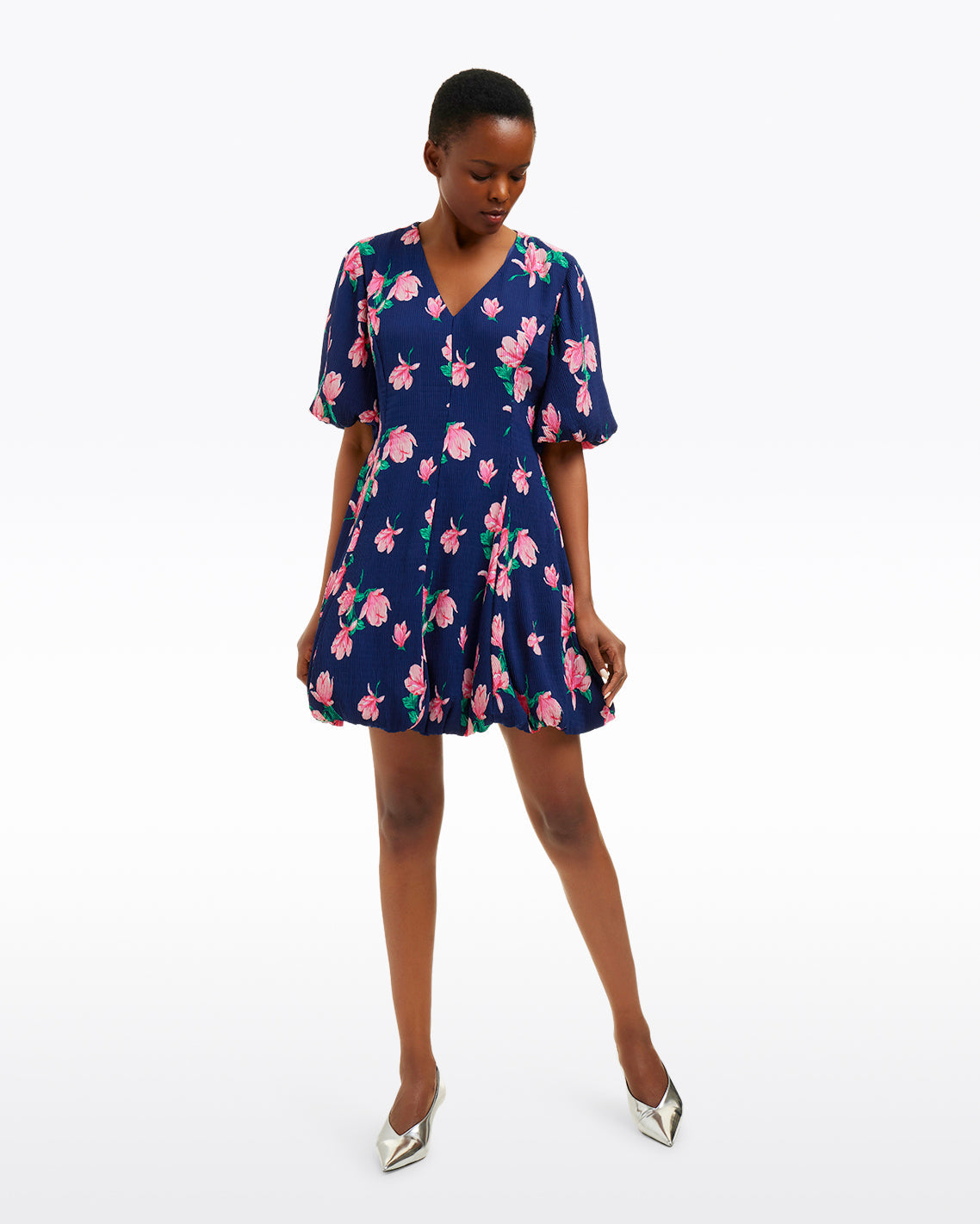 Elaine V-Neck Mini Dress in Magnolia Buds