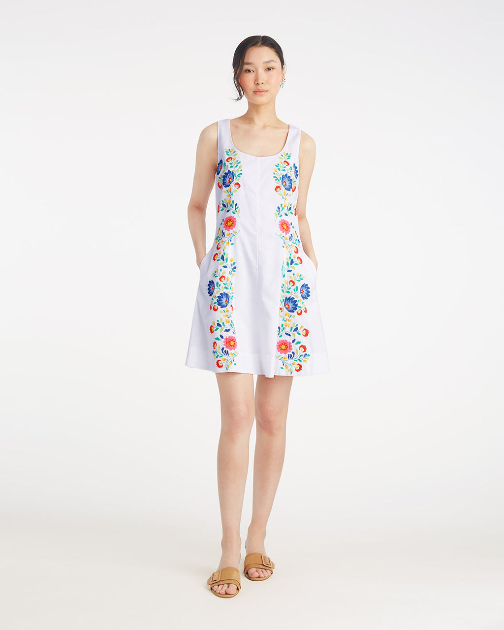 Primrose Mini Dress with Floral Embroidery
