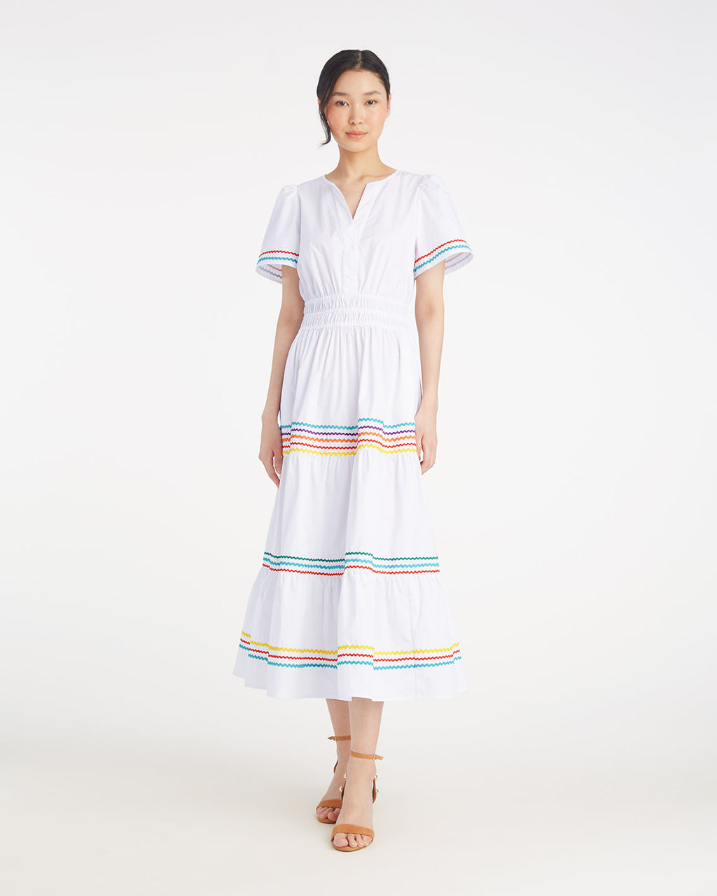 Hollie Midi Dress in Rainbow Ric Rac
