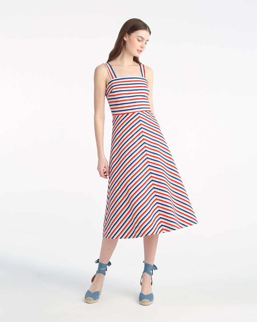 Angela Love Circle Midi Dress in Americana Stripes