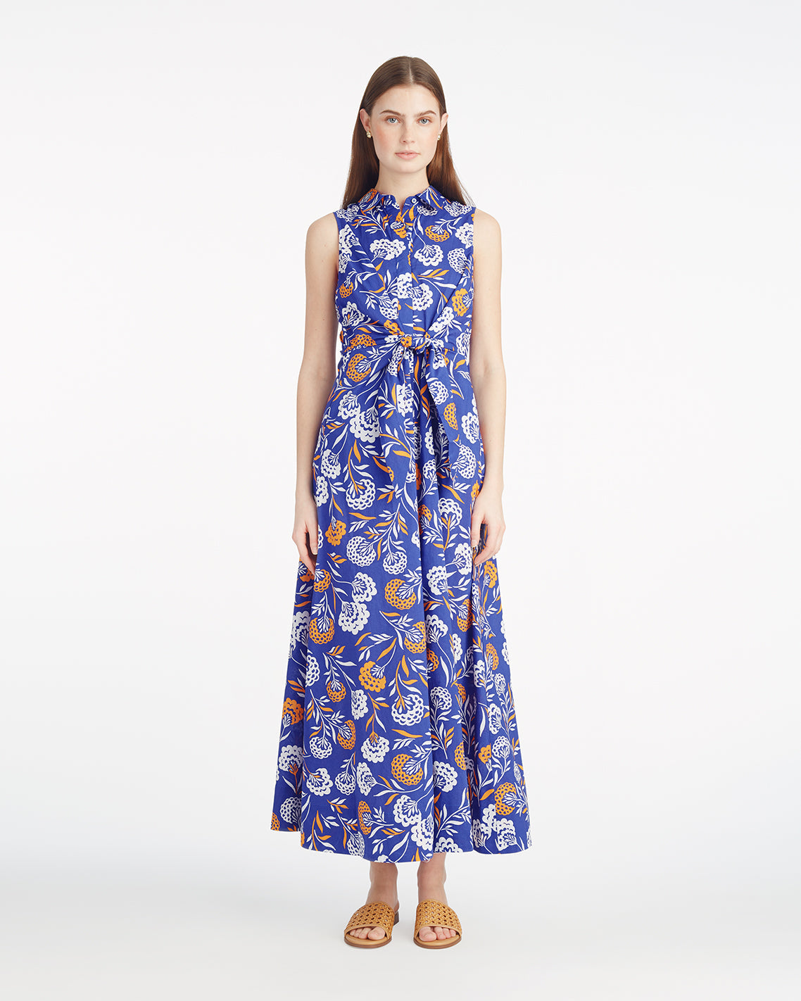 Evangeline Midi Shirtdress in Abstract Dahlia