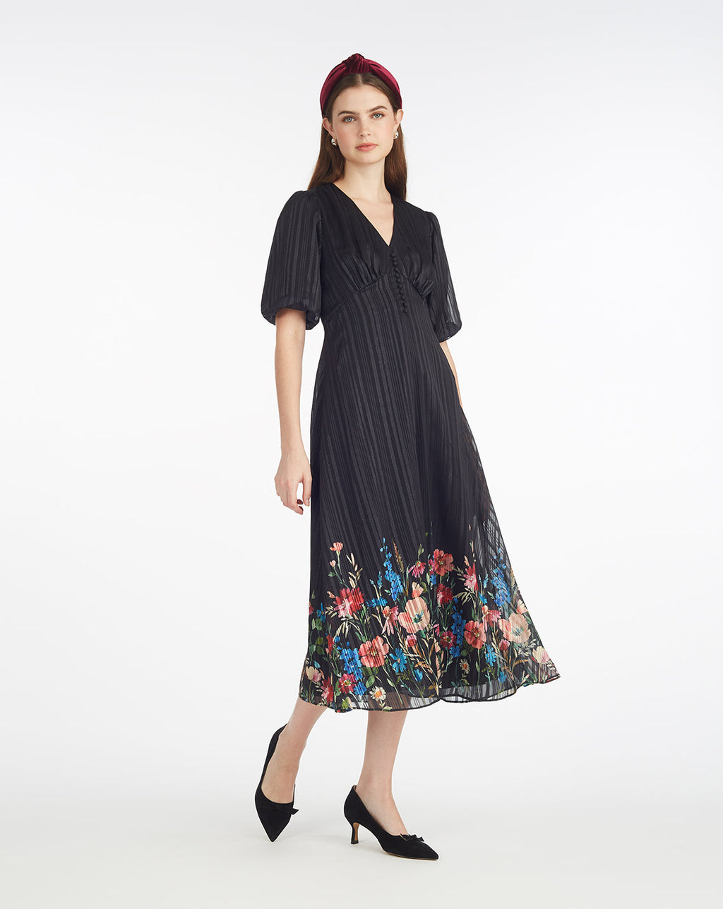 Maisy Midi Dress in Moonlit Blooms