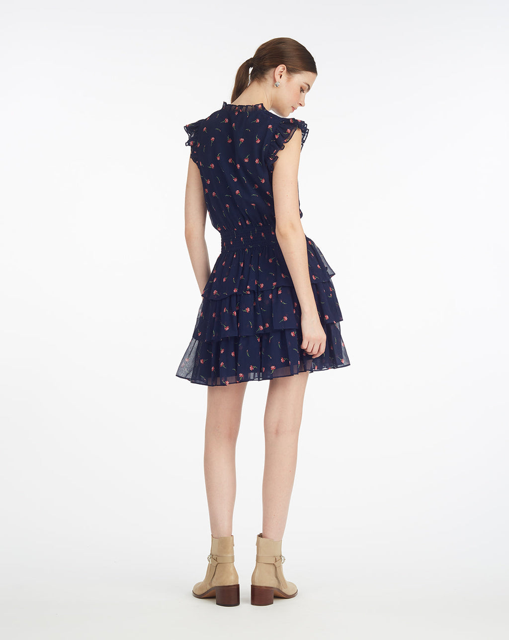 Alana Tiered Dress in Ditsy Autumn Flowers