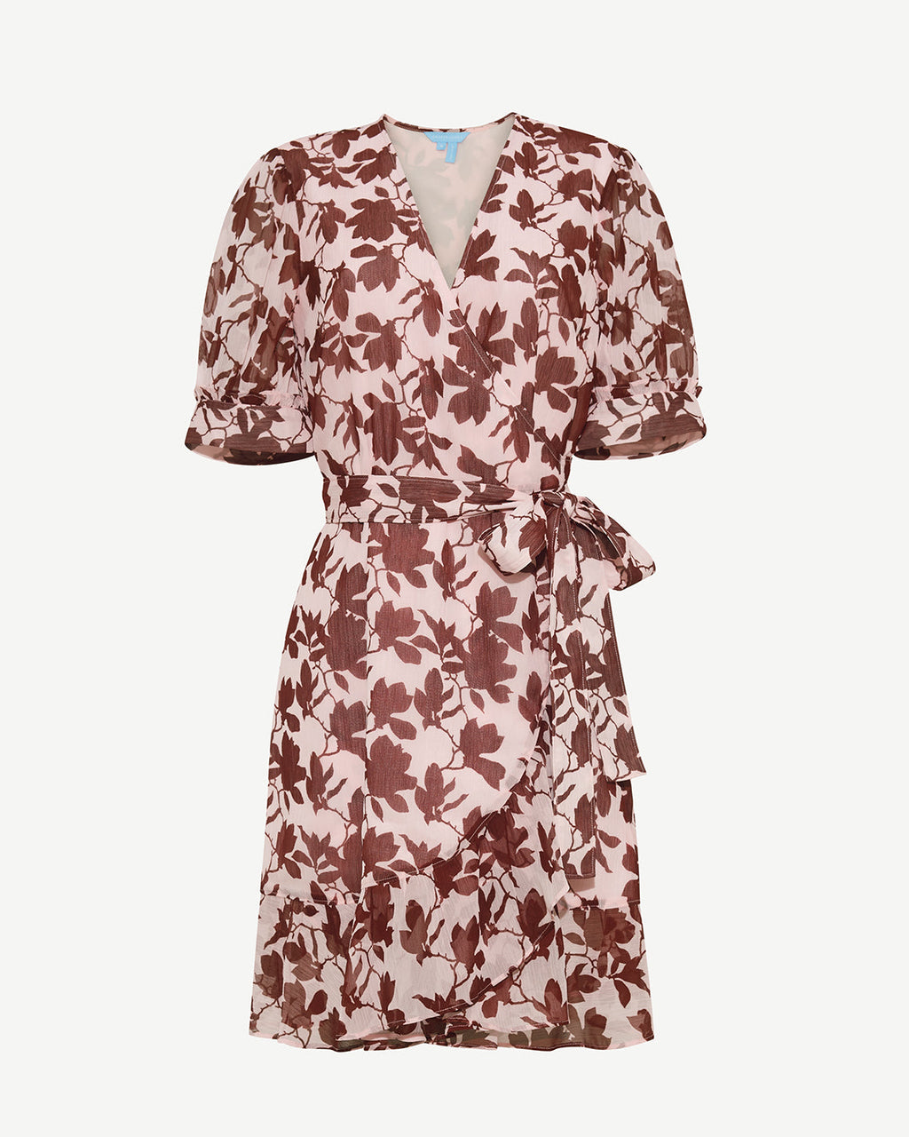 Ella Short-Sleeve Mini Dress in Burgundy Magnolia